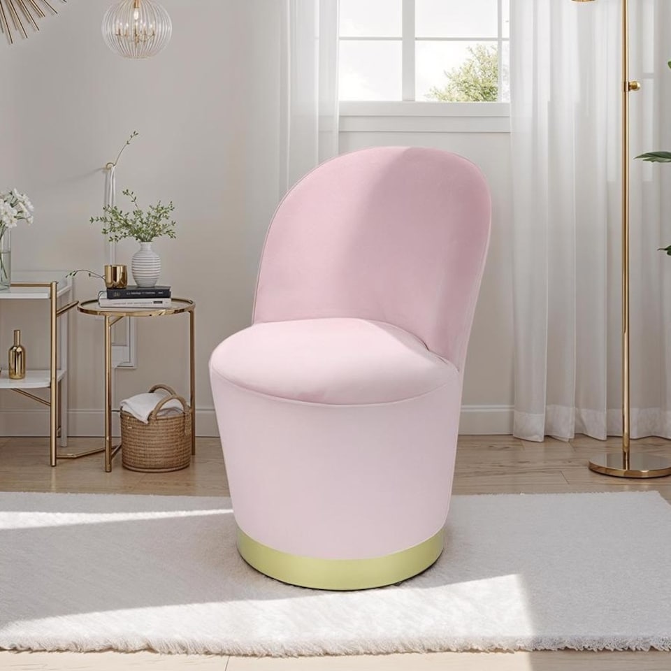 image 1 of Loretta Barrel Chair Dusty Pink Velvet Lightweight Accent Chair Pink
