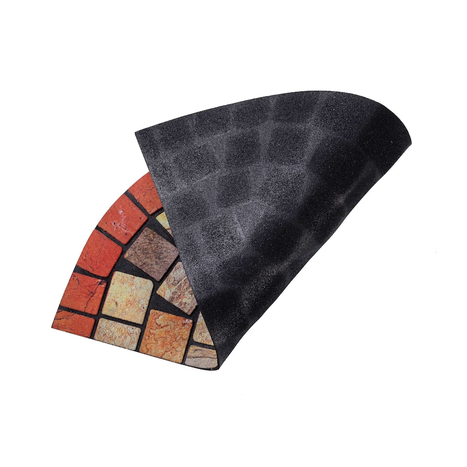 image 1 of Nicoman Rubber Elegant Red Tile Halfmoon Doormat - 75x44cm