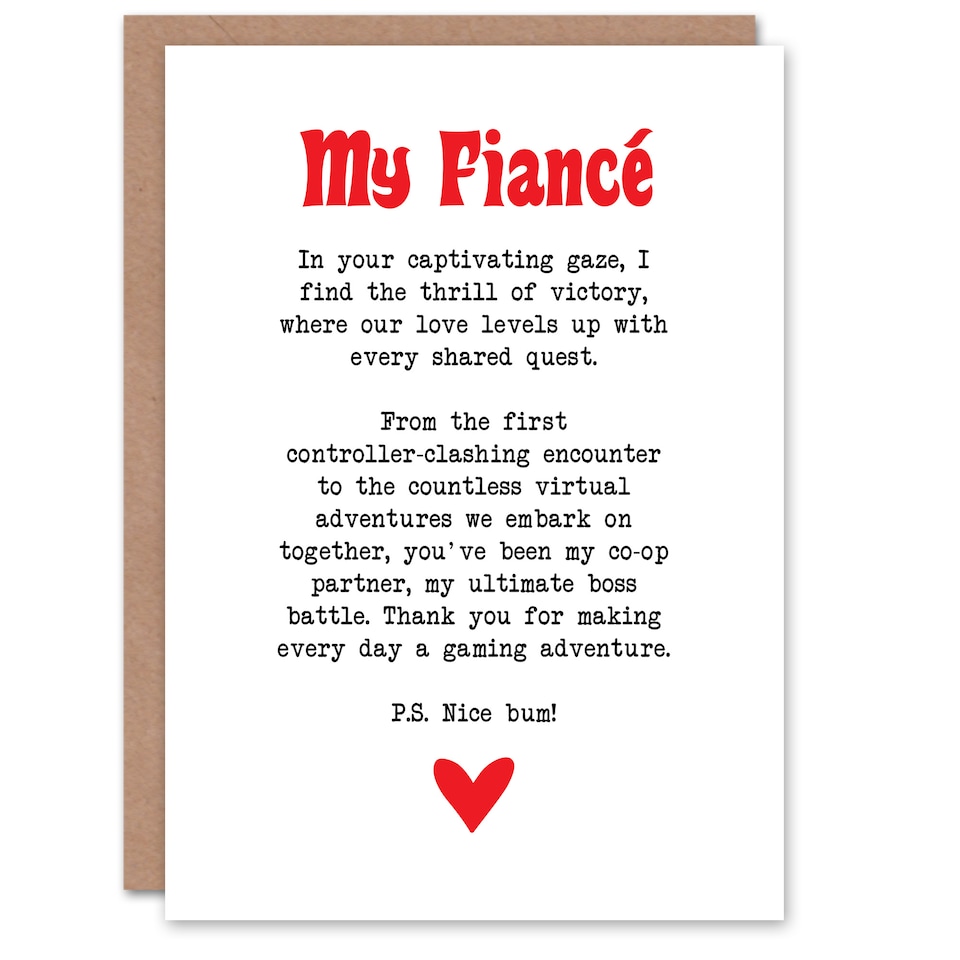 image 1 of Greeting Card Love Poem Gamer Nerd Fiancé Romantic Poetry Fun