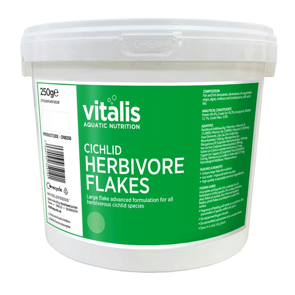 image 1 of Vitalis Cichlid Herbivore Flakes Clear