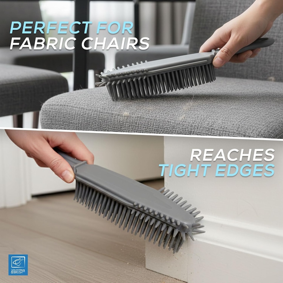 image 1 of Multipurpose Rubber Broom and Rubber Hand Brush Set