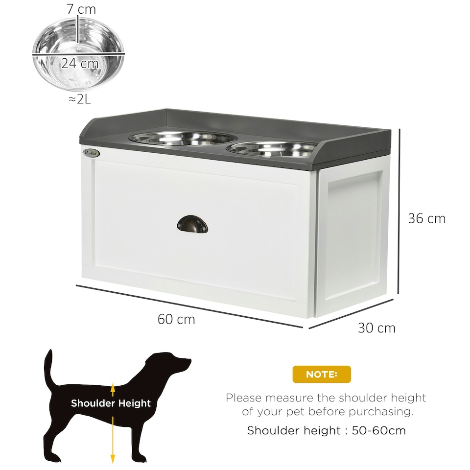 image 1 of PawHut Stainless Steel Raised Dog Bowl w/ 21L Storage Drawer, for Large Dogs