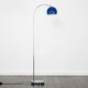 image 1 of ValueLights Polished Chrome Curved Stem Floor Lamp With Gloss Navy Metal Dome Light Shade Blue