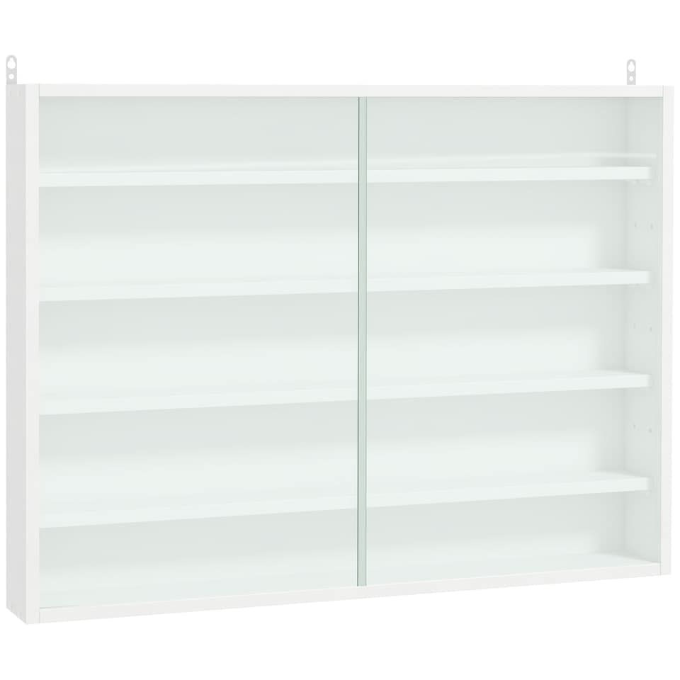 image 1 of HOMCOM 5-Tier Wall Display Shelf Unit Cabinet w/ Shelves Glass Doors