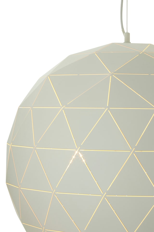 image 1 of Interiors by Premier Large White Geometric Pendant Light, Modern Ceiling Light With White Steel Shade, Durable Decorative Lighting