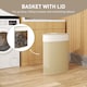 image 5 of HOMCOM Bamboo Laundry Basket with Lid, 55L Corner Laundry Hamper with Removable Washable Liner Bag, Bathroom Triangle Washing Basket, 35 x 35 x 60 cm, Nature Wood Finish | Yellow | Cream