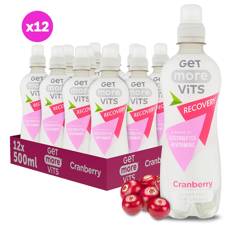 image 1 of Get More Vits Recovery Hydrating Cranberry with Electrolytes 12x500ml