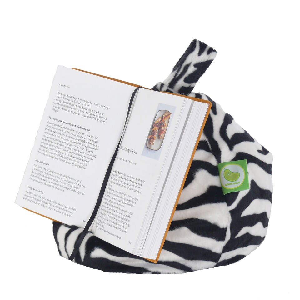 image 1 of Bean Lazy Furry Zebra Tablet eReader and Book Mini Bean Bag