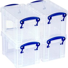 Really Useful Plastic Storage Box 0.7 Litre CLEAR Pack of 4