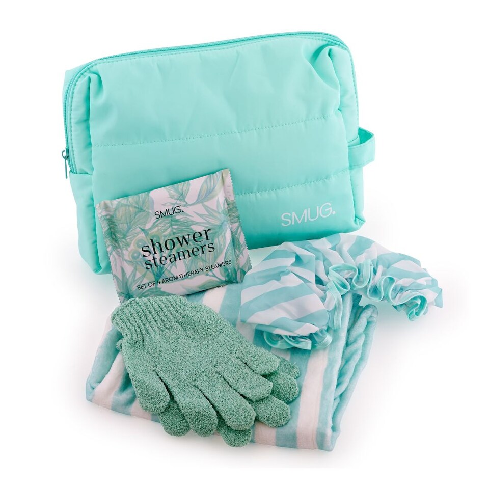 image 1 of SMUG Everything Shower Gift Set - Shower Steamers, Exfoliating Mitt, Microfibre Towel & Shower Cap
