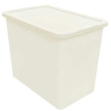 1 x 80L Cream Rattan Design Large Strong Spacious Home Office Container With Lid Cream
