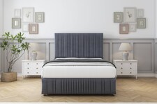 Sloomy Kingsley Steel Plush Divan Bed With Mattress No Drawers With 26" Strutted Headboard & 12" Matching Footboard 4' Small Double | Grey | Steel | Small Double | 1