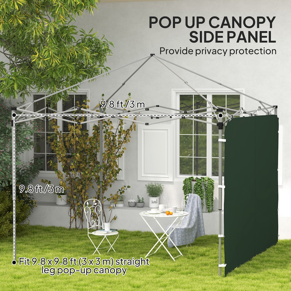 image 1 of Outsunny Gazebo Side Panel, Canopy Sidewall Panel with 4 Mesh Bags and 2 Storage Pockets for 3 x 3 m Straight Leg Pop Up Gazebos, 1 Pack Sidewall Only, Green