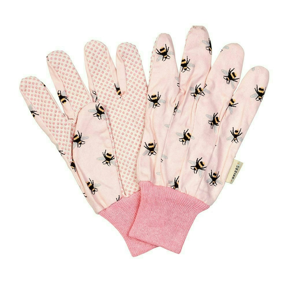 image 1 of Bee Theme Gardening Gloves with Cotton Grips Triple Pack