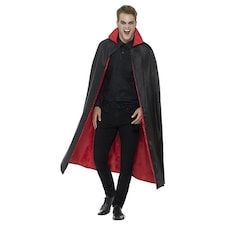 Reversible Vampire Cape Red and Black Fancy Dress Costume Unisex Adult One Size
