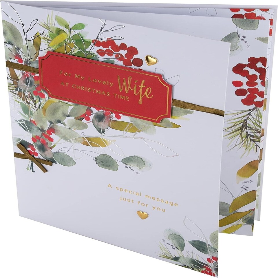 image 1 of Classic Seasonal Foliage Design Boxed Christmas Card for Wife