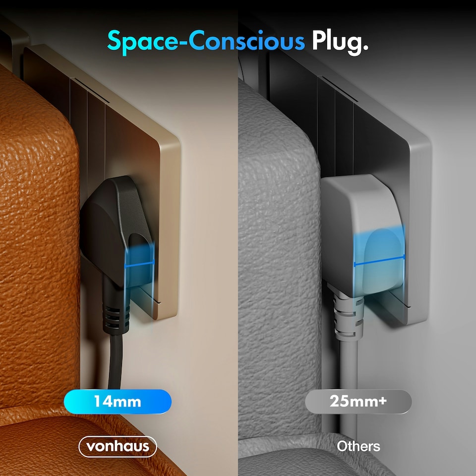 image 1 of VonHaus Tower Extension Lead with 8 Plugs and 2 USB-C Ports