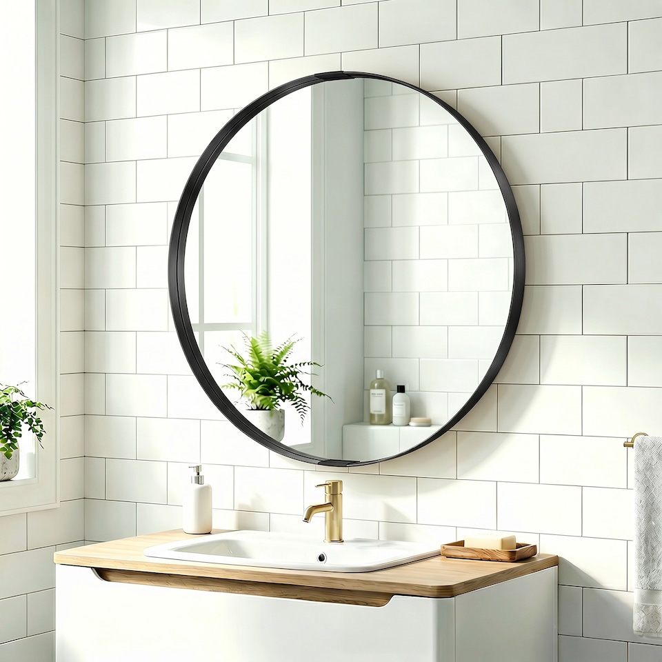 image 1 of HOMCOM Wall Mirror 61 cm, Wall Mounted Bathroom Mirror