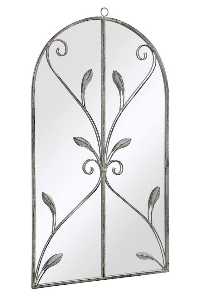 image 1 of The Arcus - Concrete Colour Metal Framed Arched Wall Mirror 31"x 18" (80 X 46CM) | Multi