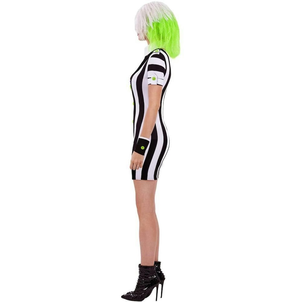 image 1 of Beetlejuice Halloween Costume Dress - Black/White - S S