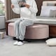 image 6 of HOMCOM Semi-Circle Storage Ottoman Bench Tufted Upholstered Pink