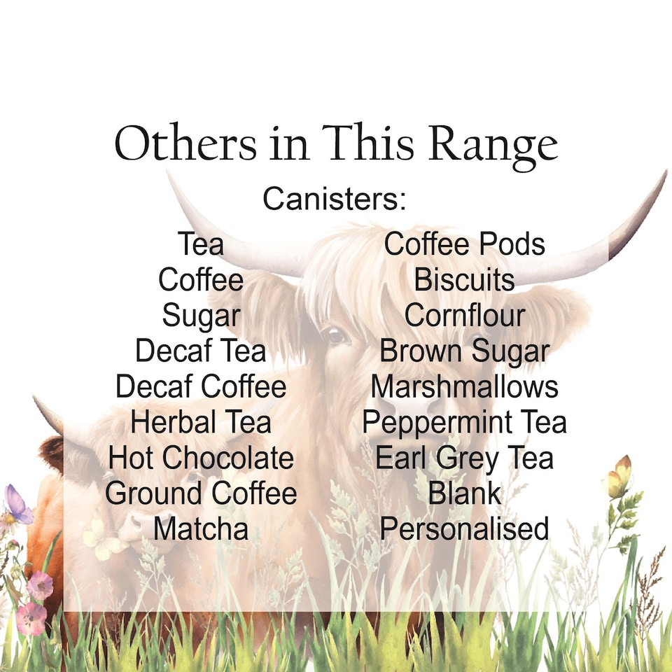 image 1 of Highland Cow Mum & Calf Tea, Coffee & Sugar Large Kitchen Canisters - Set of 3