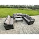 image 2 of Fimous Outdoor Lounge Sofa Set Rattan Garden Furniture Set with Rectangular Coffee Table Side Table 3 Seater Sofa Dark Grey Mixed