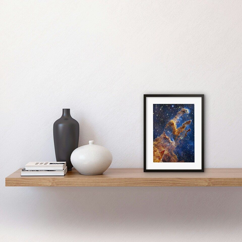 image 1 of NASA Webb Space Pillars of Creation Eagle Nebula 9x7" Black Framed Wall Art Print