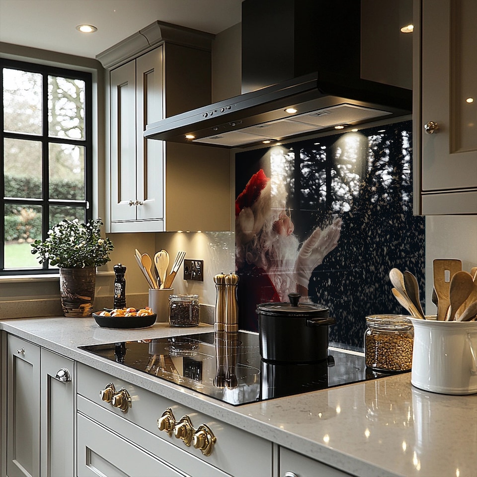 image 1 of Merry Christmas And Happy Holidays Dining Splash Back | White
