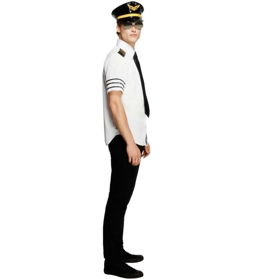 image 1 of Fever Mens Mile High Pilot Costume - White/Black - M M