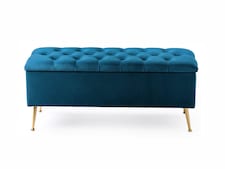 120cm Amara Chesterfield Ottoman Storage Bench - Plush Velvet Shoes Bench - Emerald Green Upholstery Footstool Storage with Legs