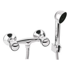 Bathroom Wall Mounted Chrome Plated Brass Mixer Shower Two Handles