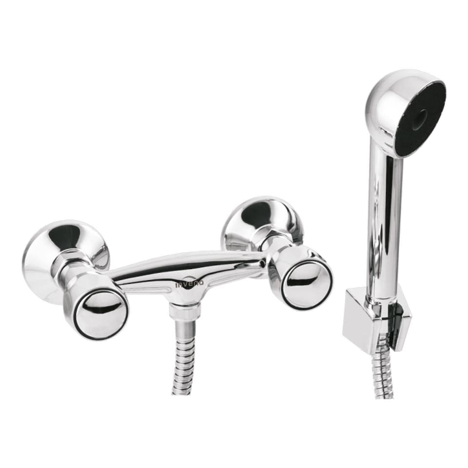 image 1 of Bathroom Wall Mounted Chrome Plated Brass Mixer Shower Two Handles