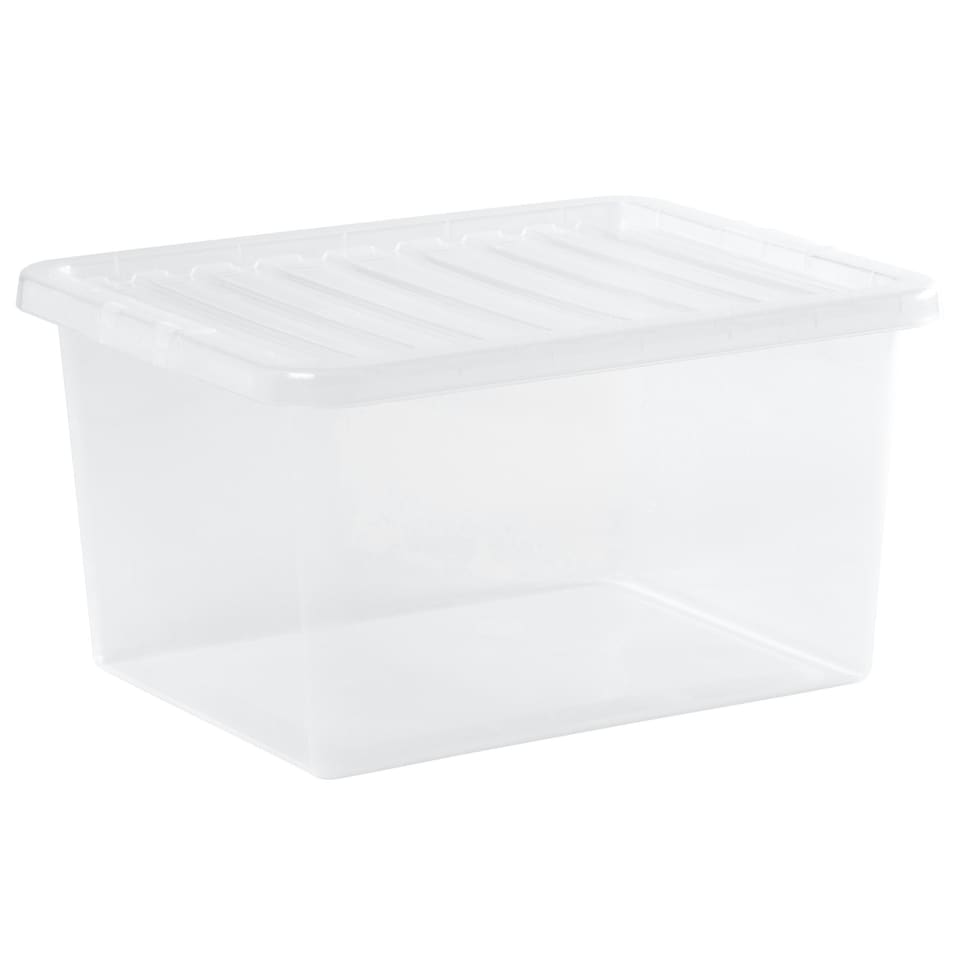 image 1 of Wham Crystal 5 x 37L Stackable Plastic Storage Boxes with Lids Clear Clear