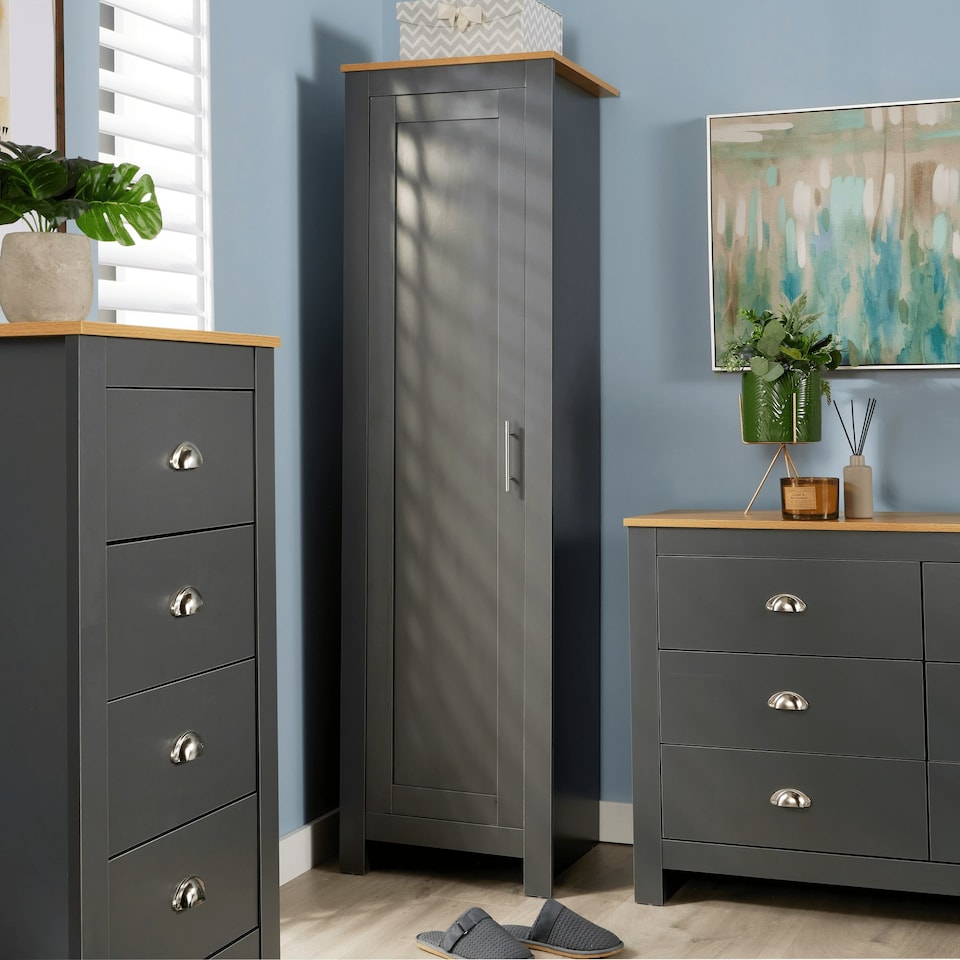 image 1 of Wardrobe 1 Door Hanging Rail Wood Bedroom Furniture Storage Unit White