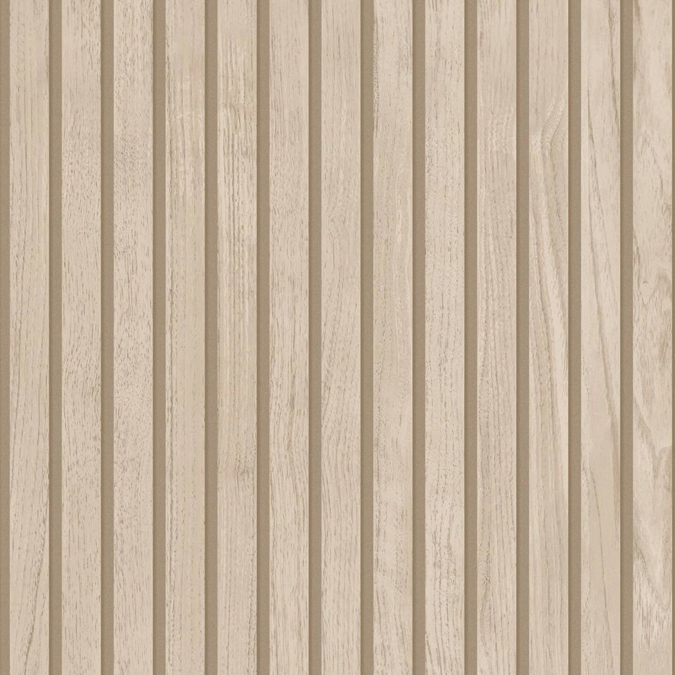 Belgravia Panacea Wood Slats Wallpaper - Natural - 10m x 53cm Cream