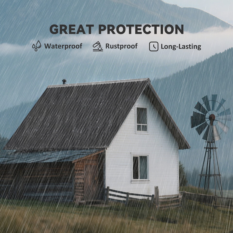 image 1 of Outsunny Corrugated Roofing Sheets, Pack of 12, Galvanised Metal Roofing Sheets for Greenhouse, Garage, Storage Shed, Carport, 129 x 45cm, Black | Black | 129L x 45Wcm