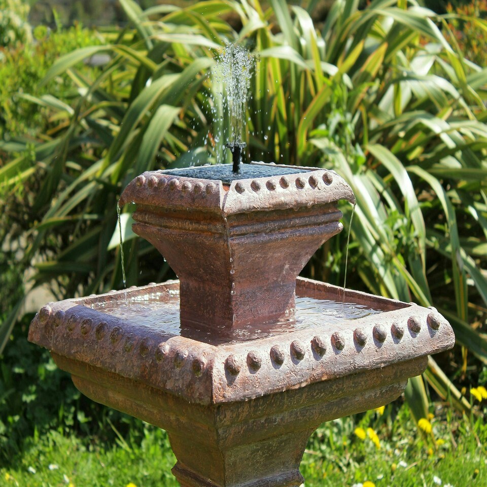 image 1 of Primrose Pizzaro Solar Powered Tiered Garden Water Feature Fountain 80cm