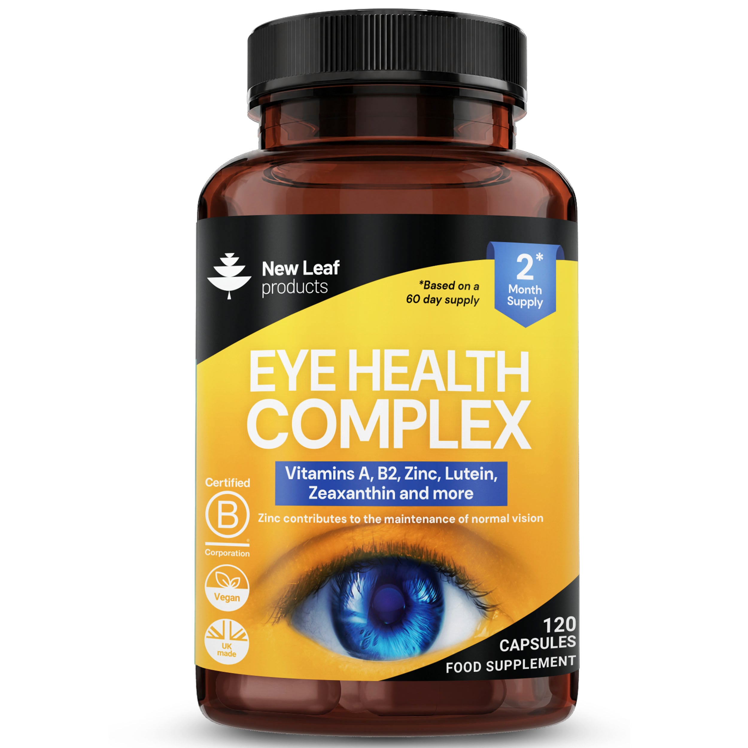 Eye Health Complex Lutein, Zeaxanthin Vitamins A, B2, Zinc For Eyes