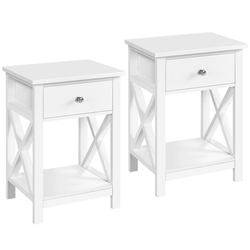 image 1 of Yaheetech Set of 2 X Shape Bedside Tables with Drawer
