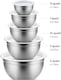 image 3 of Mixing Bowl Set of 5, Stainless Steel Nesting Bowls for Meal Preparation Kitchen Baking Air Tight White lids