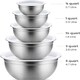 image 3 of Mixing Bowl Set of 5, Stainless Steel Nesting Bowls for Meal Preparation Kitchen Baking Air Tight White lids