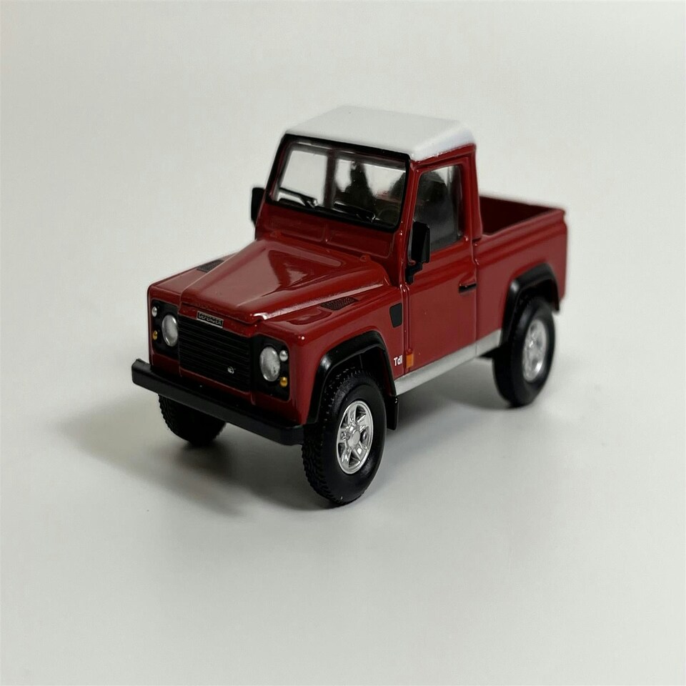 image 1 of Land Rover Defender 90 Pickup Masai Red LHD 1:64 Scale Mini GT MGT00323L