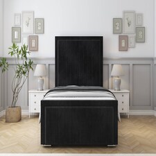 Sloomy Richmond Black Naples Bed Frame With 50" Upholstered Headboard 2'6 Small Single