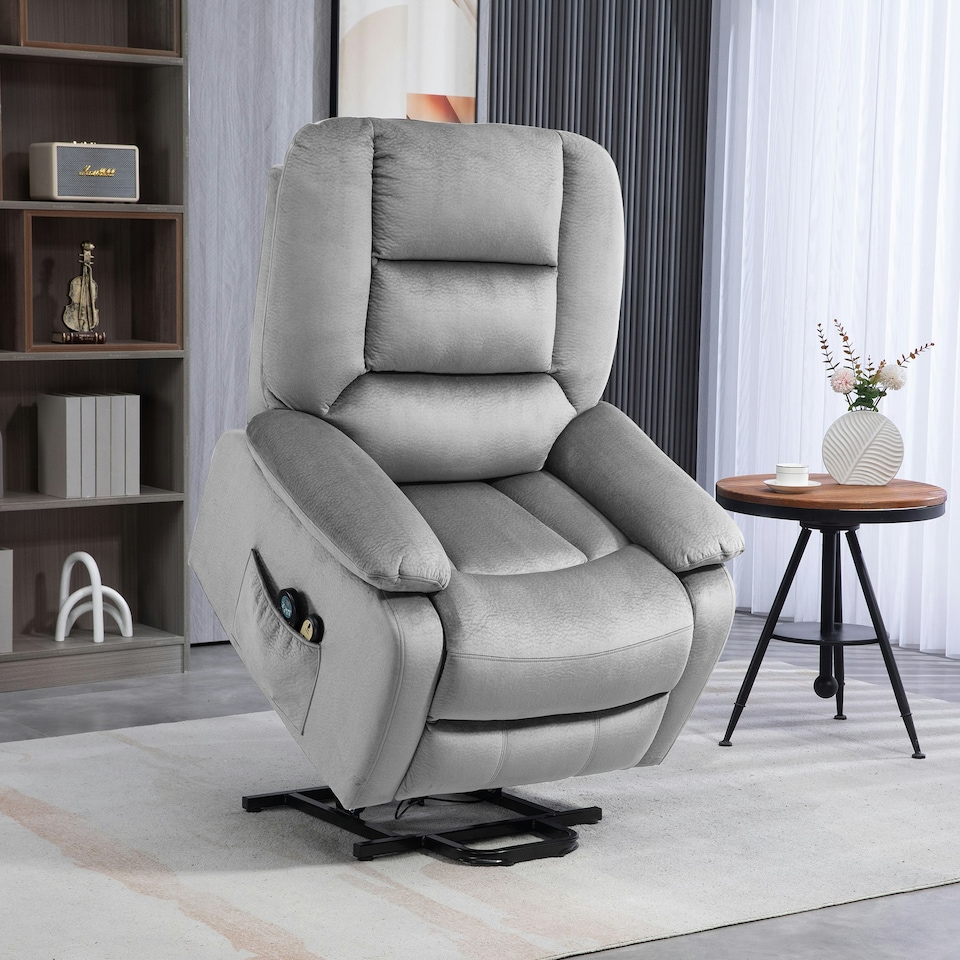 image 1 of HOMCOM Riser and Recliner Chair Lift Chair with Vibration Massage, Heat, Grey Grey