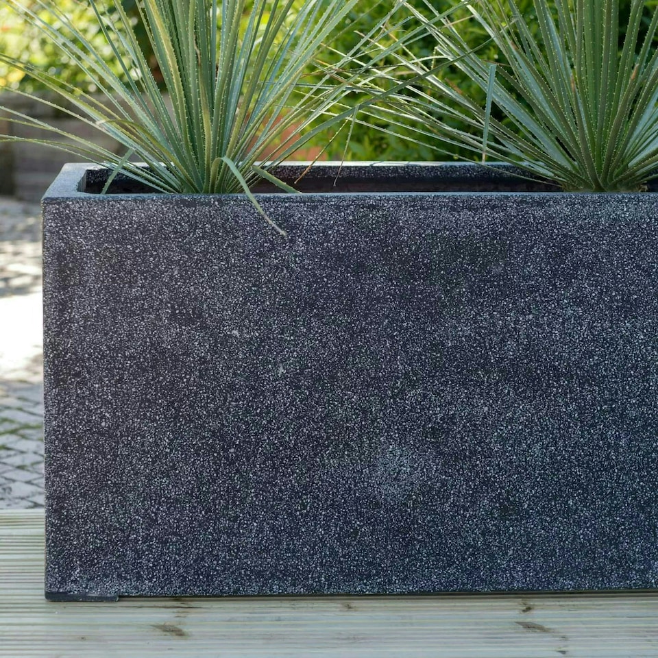 image 1 of Primrose Poly Terrazzo Stone Large Black Outdoor Trough Planter 100cm