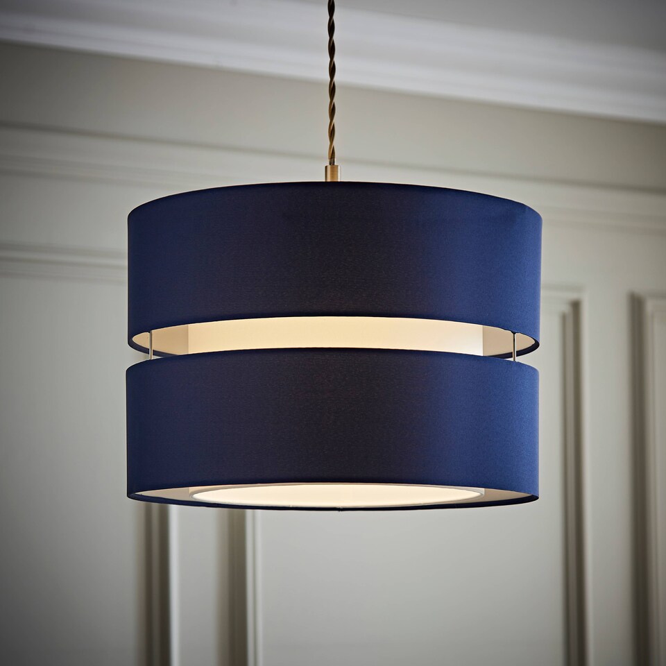 image 1 of ValueLights Sophia Large Navy 2 Tier Ceiling Light Shade | Blue