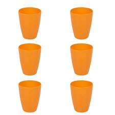 6x Small Plastic Drinking Cups 330ml | Orange | 1