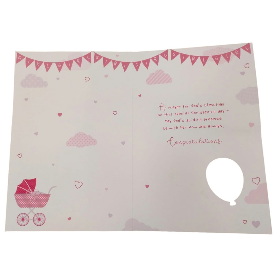 image 1 of On the Christening of your Baby Girl Balloon Boutique Greeting Card