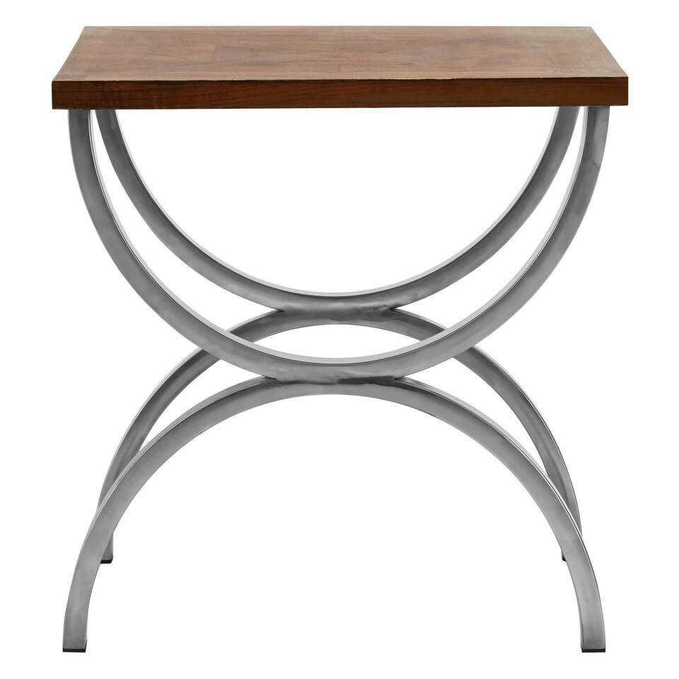 image 1 of Interiors by Premier Rustic Wood Top Side Table, Modern Rectangular Side Table, Wood and Metal End Table, Wooden Side Table